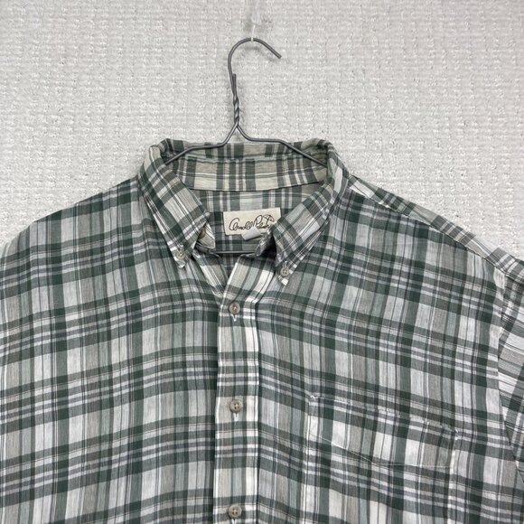 VTG Arnold Palmer Shirt Men L Tall Blue Green Button Down Silk Feel Read - Picture 2 of 15